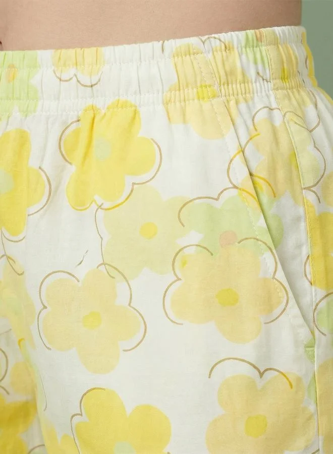 ميش طقم بيجاما من بنطال وبلوزة قطن بطبعة زهور